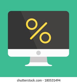 Vector Computer Display and Percent Sign Icon