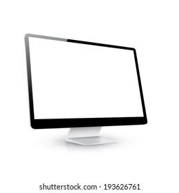 Vector computer display side view isolated white background