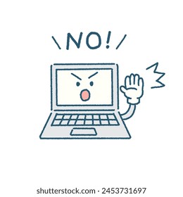 Vector computer emoji image and NO sign icon