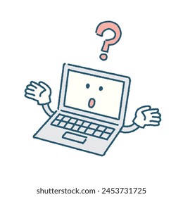 Vector computer emoji and question mark icon