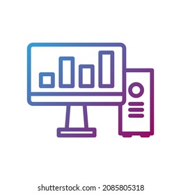 Vector computer gradient icon, technology and science related 64x64 Pixel, white background