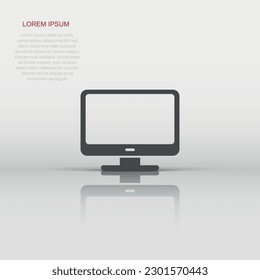 Vector computer icon in flat style. Monitor sign illustration pictogram. Tv business concept.
