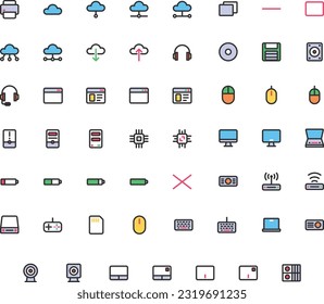 Vector of Computer and IT Icon Set Color. Perfect for user interface, new application.