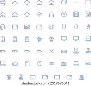 Vector of Computer and IT Icon Set Gradient. Perfect for user interface, new application.