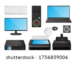 Vector computer icon set. Isolated on white