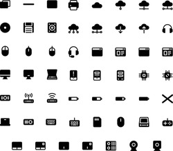 Vector Of Computer And IT Icon Set Solid. Perfect For User Interface, New Application.