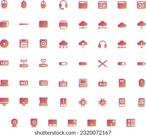 Vector of Computer and IT Icon Set Solid Gradient. Perfect for user interface, new application.