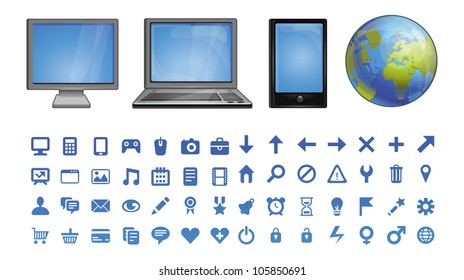 vector computer icons  - set of pictograms for software