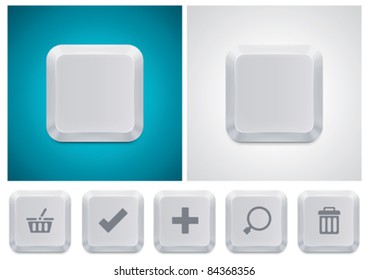 Vector computer keyboard button as template for square icon