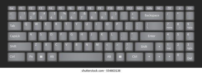 Vector computer keyboard, Classic style, retro.