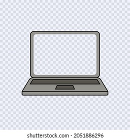 Vector Computer Laptop Icon Isolated on Light Transparent Background, Gray Laptop, Technology Sign.