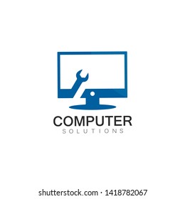 Vector computer and laptop repair logo template icon illustration design 