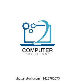 Vector computer and laptop repair logo template icon illustration design 