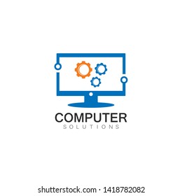 Vector computer and laptop repair logo template icon illustration design 