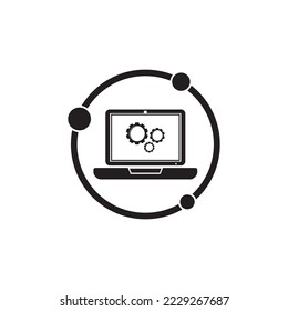 Vector computer and laptop repair logo template icon illustration design