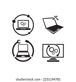 Vektorcomputer und Notebook-Reparatur-Logo-Vorlage Symbol-Design