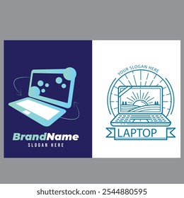 Ilustración de icono de Plantilla de logotipo de reparación de computadora de Vector y computadora portátil