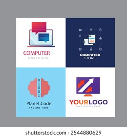 Vector computer and laptop repair logo template icon illustration