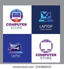 Vektorcomputer und Laptop Reparatur Logo-Vorlage Symbol Illustration