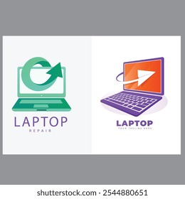 Vector computer and laptop repair logo template icon illustration