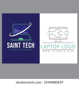 Ilustração do modelo de logotipo de reparo de computador vetor e laptop