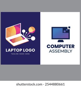 Vector computer and laptop repair logo template icon illustration