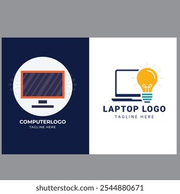 Ilustración de icono de Plantilla de logotipo de reparación de computadora de Vector y computadora portátil