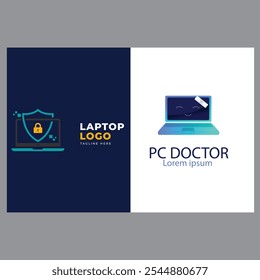 Ilustração do modelo de logotipo de reparo de computador vetor e laptop