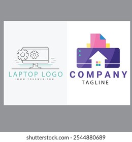 Vector computer and laptop repair logo template icon illustration