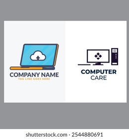 Vector computer and laptop repair logo template icon illustration