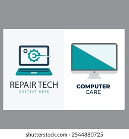 Vector computer and laptop repair logo template icon illustration