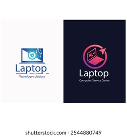 Ilustración de icono de Plantilla de logotipo de reparación de computadora de Vector y computadora portátil