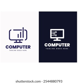 Vector computer and laptop repair logo template icon illustration
