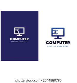 Vector computer and laptop repair logo template icon illustration