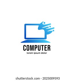 Vector computer logo. Monitor icon. abstract digital technology template. Illustration design of logotype business web marketing. Vector stock. Design inspiration