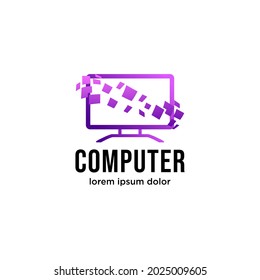 Vector computer logo. Monitor icon. abstract digital technology template. Illustration design of logotype business web marketing. Vector stock. Design inspiration