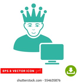 Vector Computer Moderator EPS vector icon. Illustration style is flat iconic cyan symbol on a transparent background.