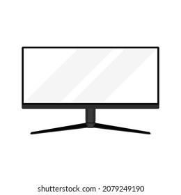 Vector computer monitor with empty screen isolated on white background