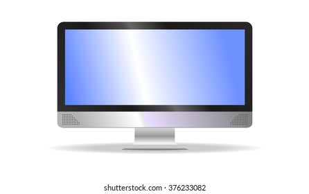 Vector computer monitor flat screen with audio