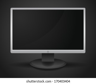 Vector computer monitor on dark background