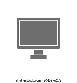 Vector computer monitor, tv screen grey icon.