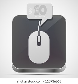 Vector Computer Mouse App Icon With Gray Bubble Speech. Eps 10