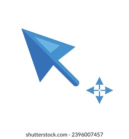 Vector computer mouse click cursor blue arrow icon.