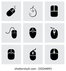 Vector computer mouse icon set on grey background