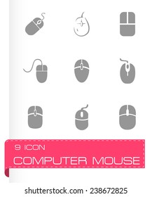 Vector computer mouse icon set on grey background