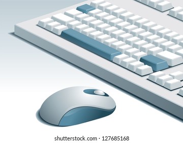 Vector of computer mouse and keyboard on gray background