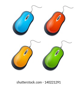 Vector computer mouse set isolated on white