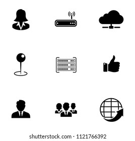 Vector computer networking icons set - computer internet technology web data. global communication icons
