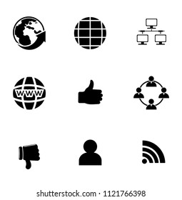 Vector Computer Networking Icons Set - Computer Internet Technology Web Data. Global Communication Icons