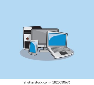 Vector computer and phone  design eps format, suitable for your design needs, logo, illustration, animation, etc.